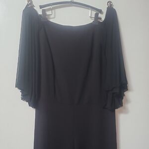 Ashley Stewart Black Off-Shoulder Short Sleeve Jumpsuit